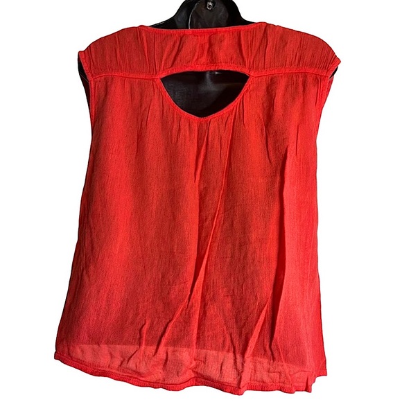 American Eagle Outfitters Top Embroidered Red Gauze Short Sleeve Summer Size XS - Picture 13 of 15